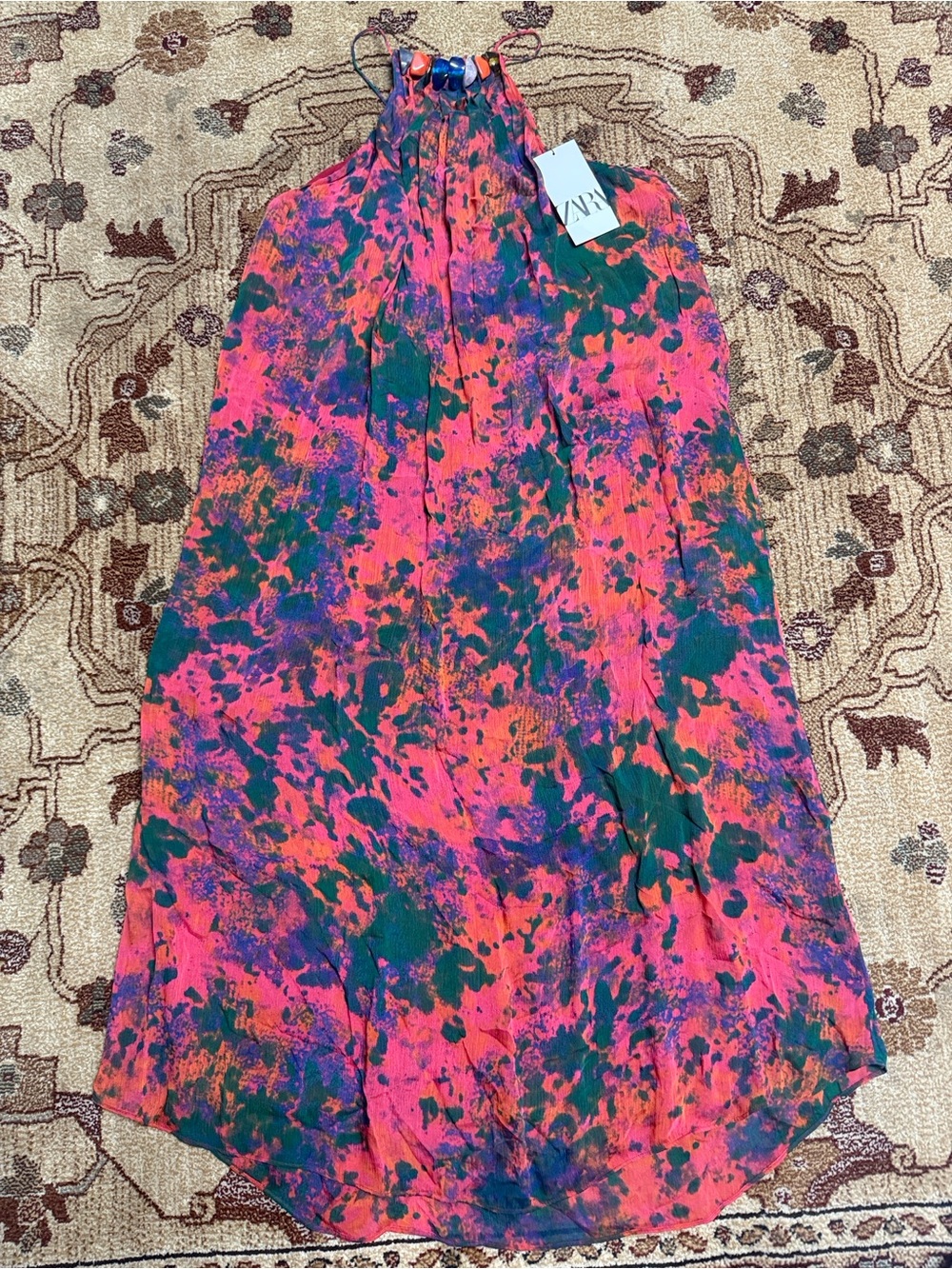New with tags Zara splash multicolor jewel neck halter medium*blogger fav